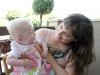 Outside on the patio with Dore